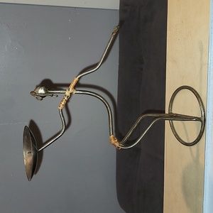 Mid Century Laurids Lønborg Metal Figurative Candleholder with Wicker Accent